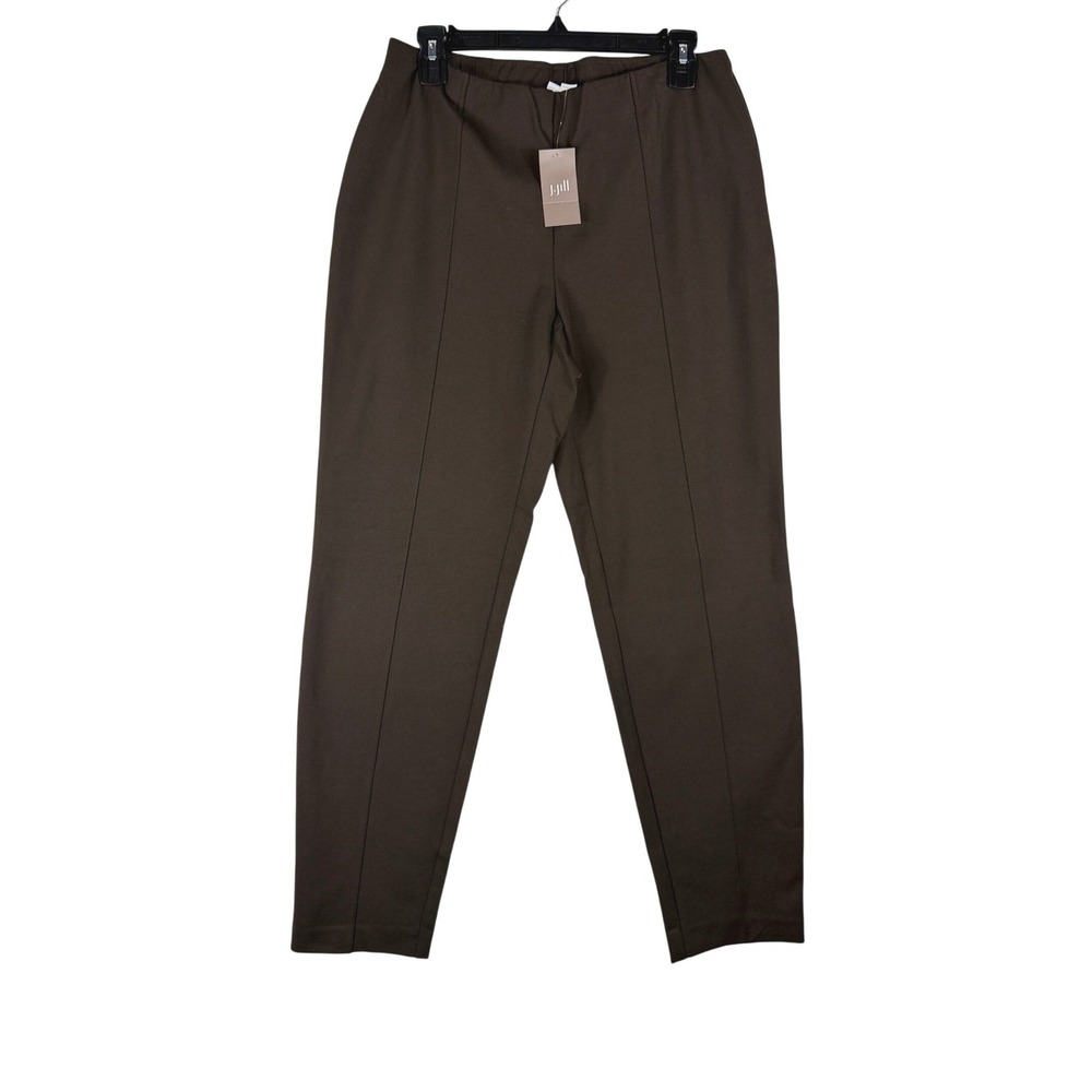 J. Jill Ponte Slim Leg Pants Walnut Brown Mens Medium Front Seam Detail NWT